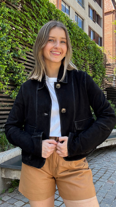 Chaqueta Gamuza Garda Negro Vintage