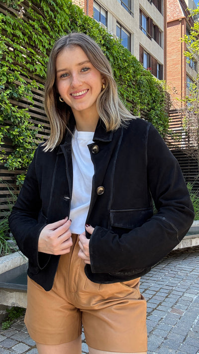 Chaqueta Gamuza Garda Negro Vintage