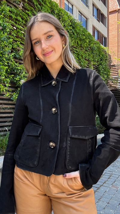 Chaqueta Gamuza Garda Negro Vintage
