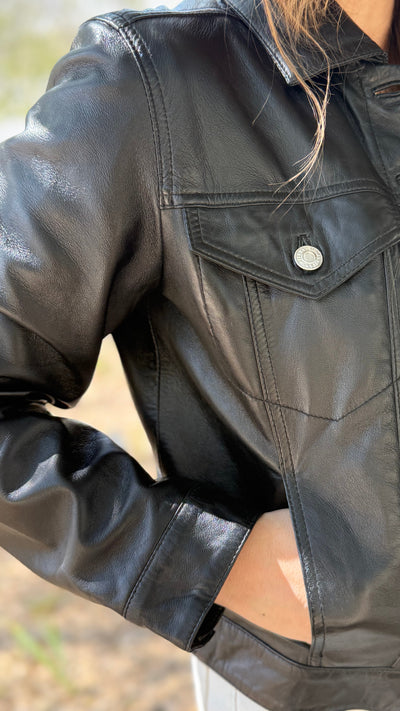 Chaqueta Cuero Ebro Negro