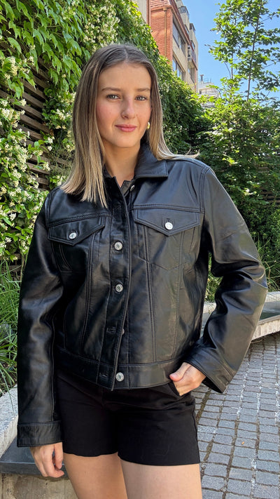 Chaqueta Cuero Ebro Negro