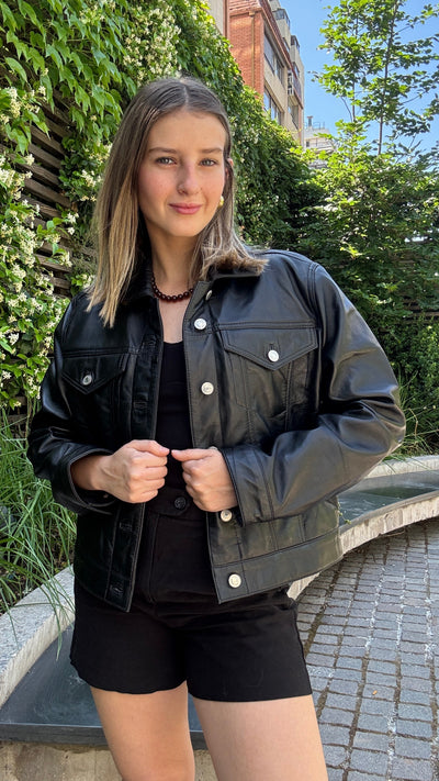 Chaqueta Cuero Ebro Negro