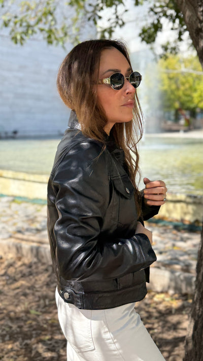 Chaqueta Cuero Ebro Negro