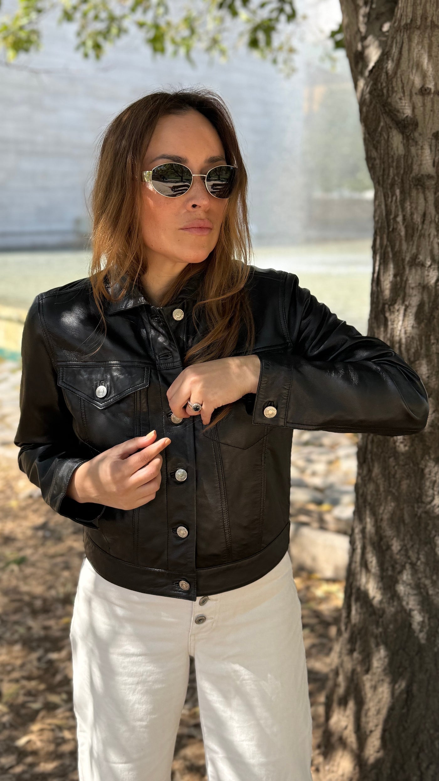 Chaqueta Cuero Ebro Negro