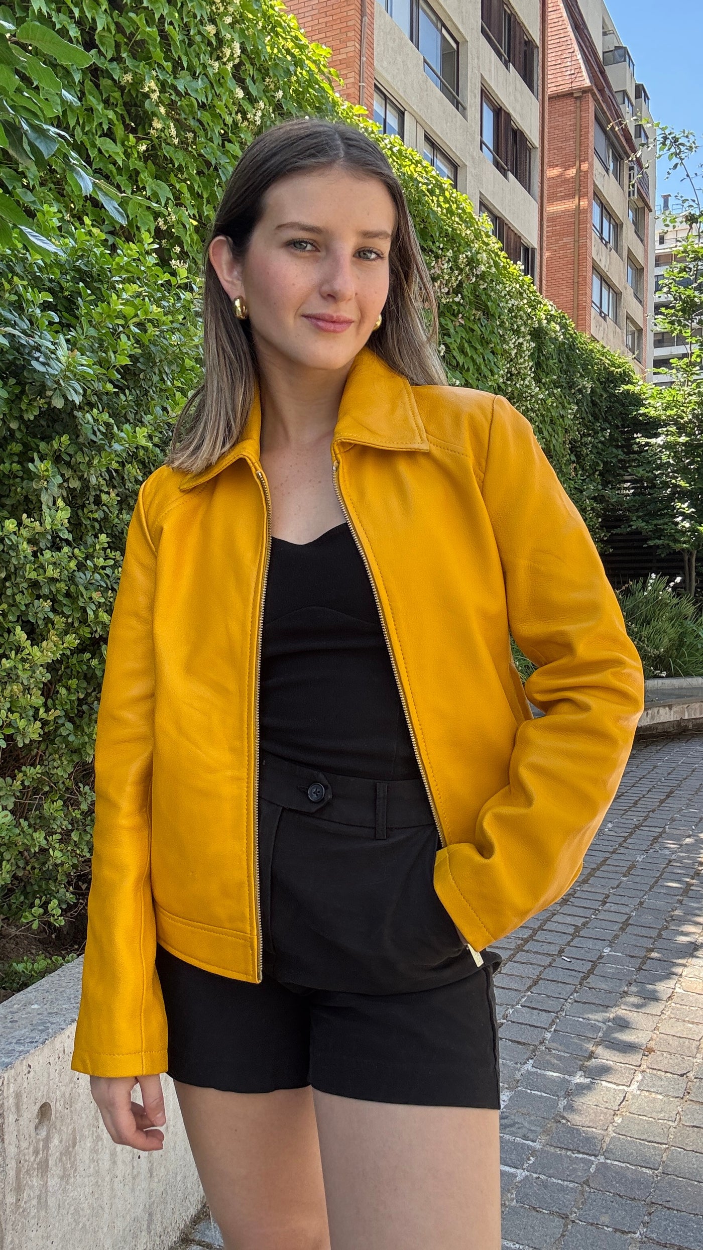 Chaqueta Cuero Osaka Mostaza