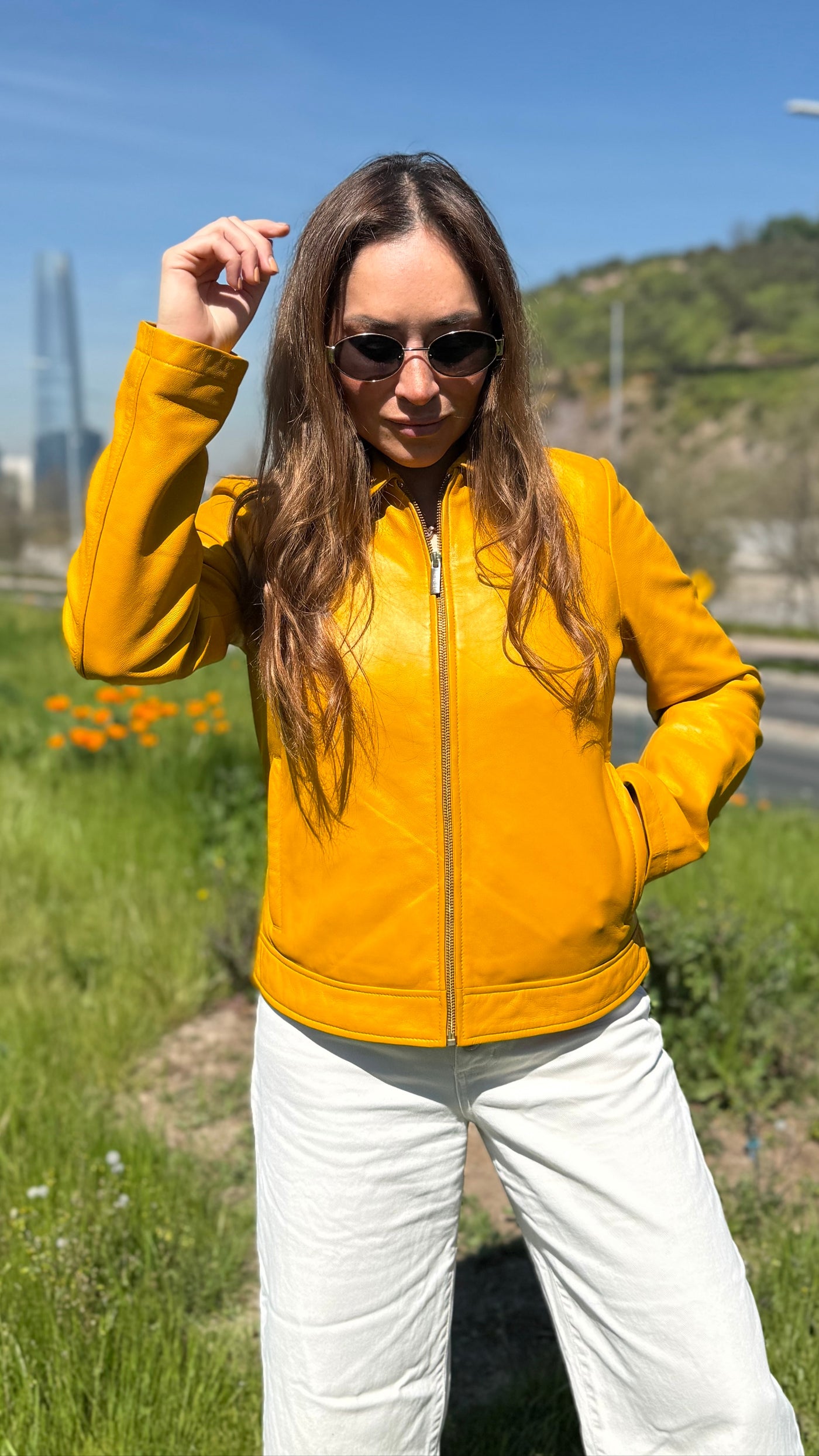 Chaqueta Cuero Osaka Mostaza