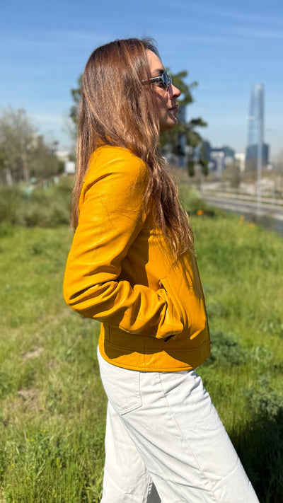 Chaqueta Cuero Osaka Mostaza