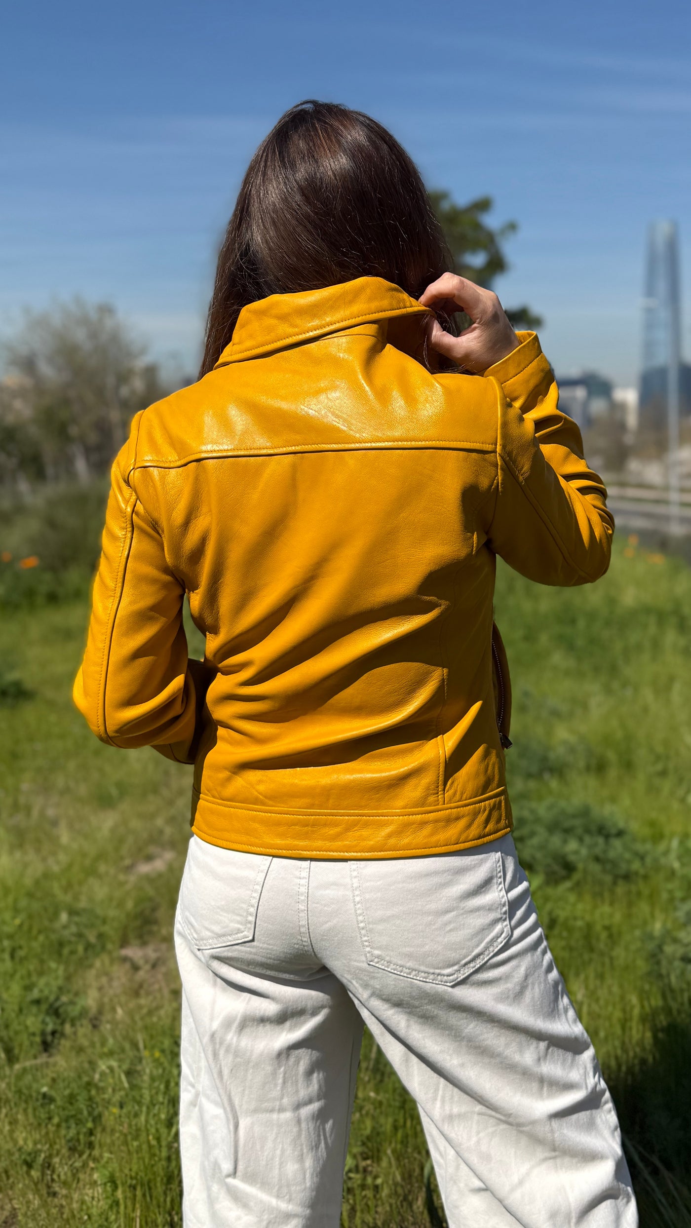 Chaqueta Cuero Osaka Mostaza