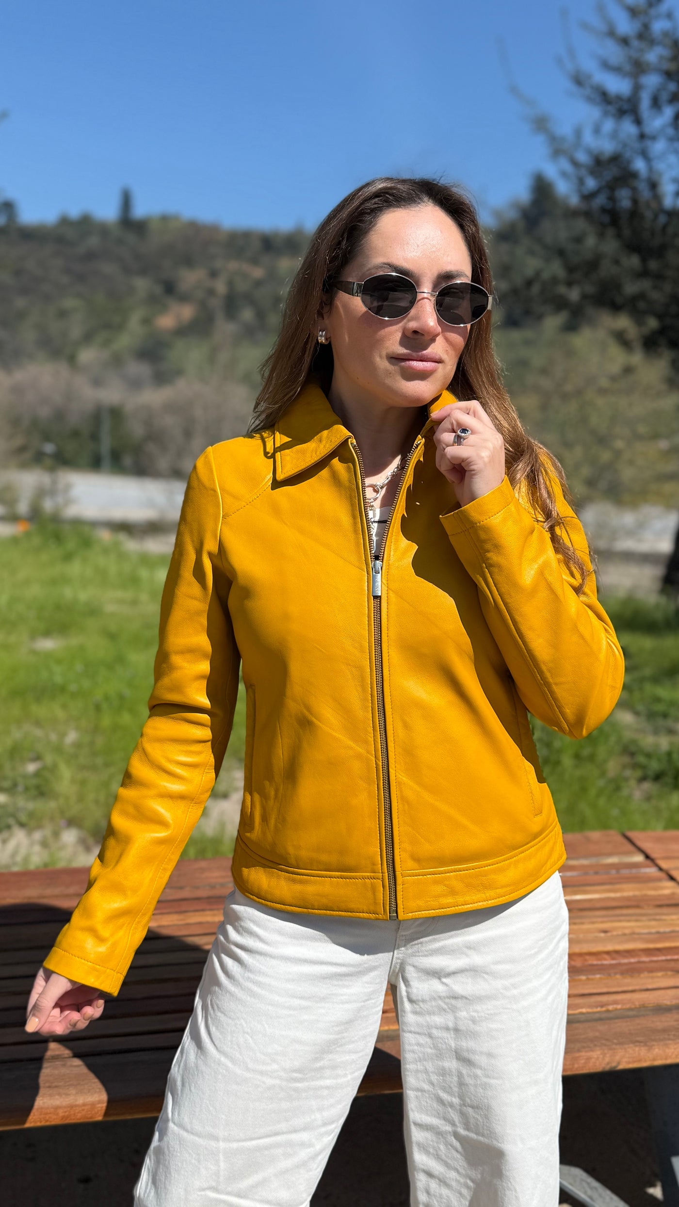 Chaqueta Cuero Osaka Mostaza