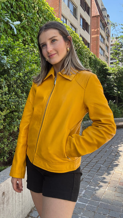 Chaqueta Cuero Osaka Mostaza