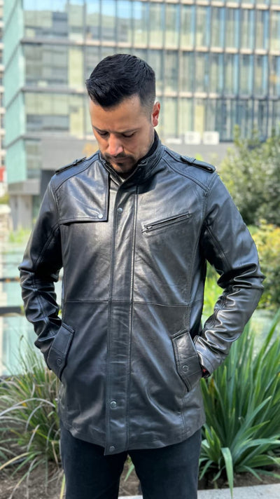 Chaqueta Hombre Cuero Germain Negro