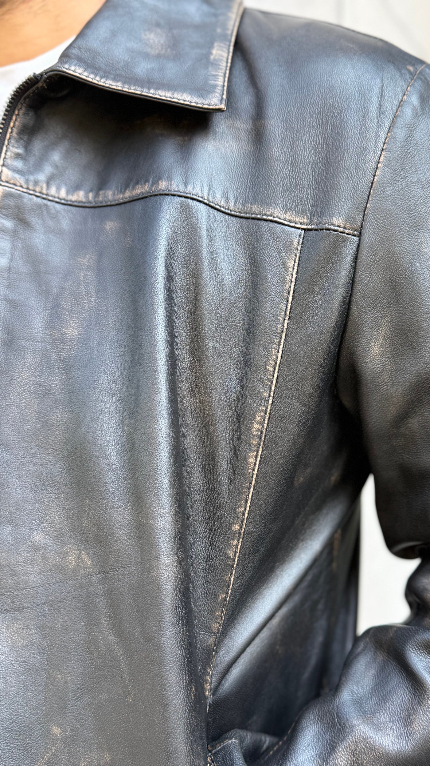 Chaqueta Cuero Hombre Imola Negro Desgastado