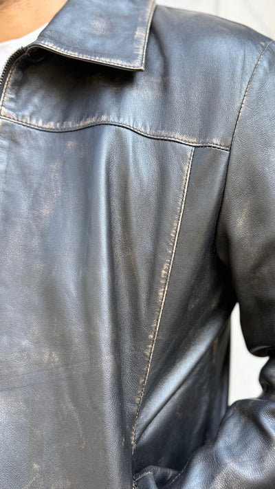 Chaqueta Cuero Hombre Imola Negro Desgastado