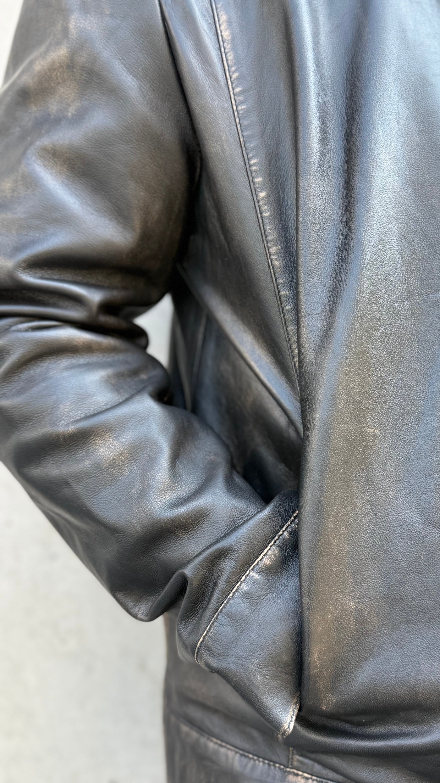 Chaqueta Cuero Hombre Imola Negro Desgastado