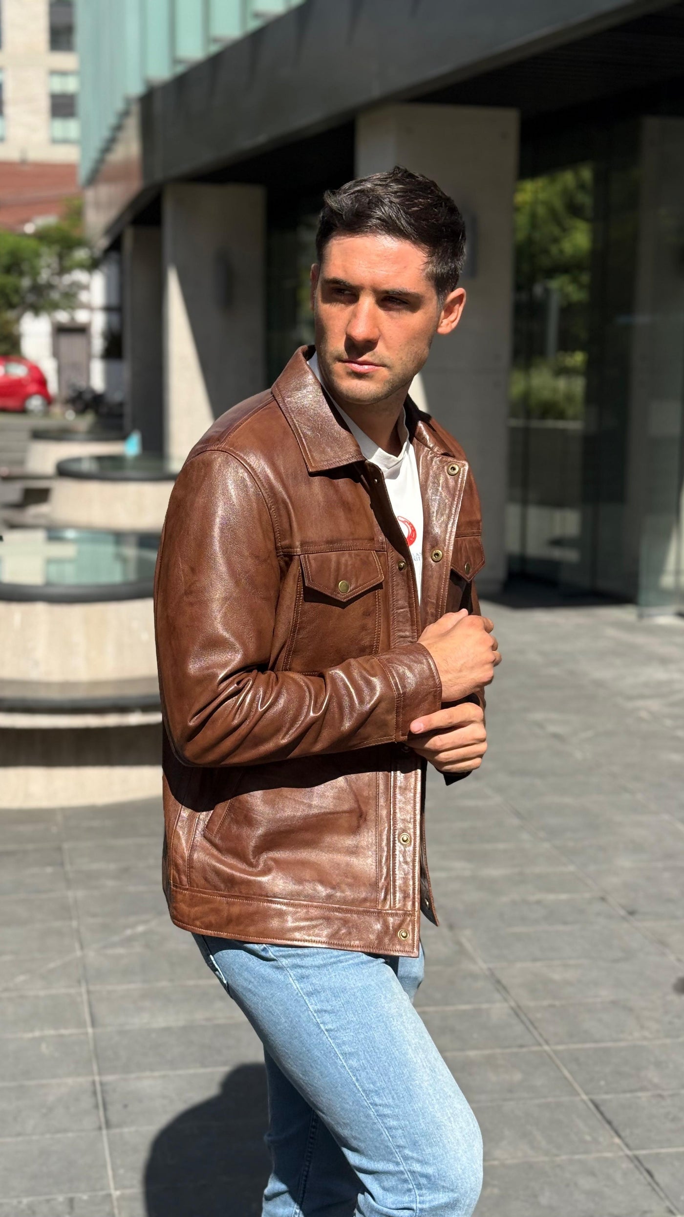 Chaqueta Cuero Nirvana Tabaco