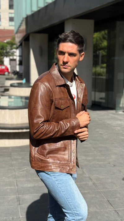 Chaqueta Cuero Nirvana Tabaco