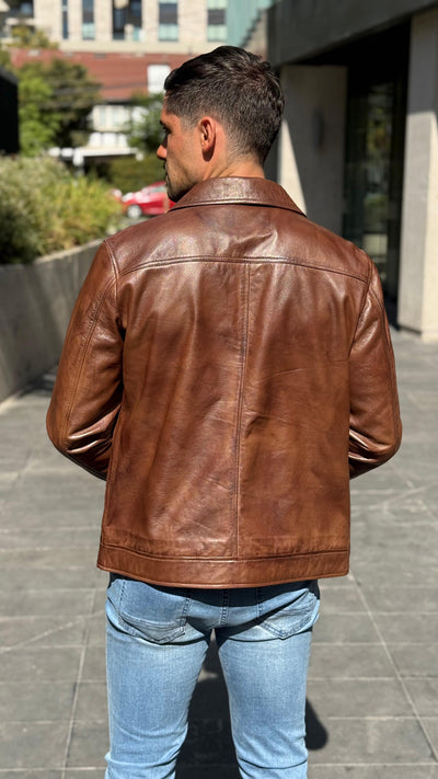 Chaqueta Cuero Nirvana Tabaco