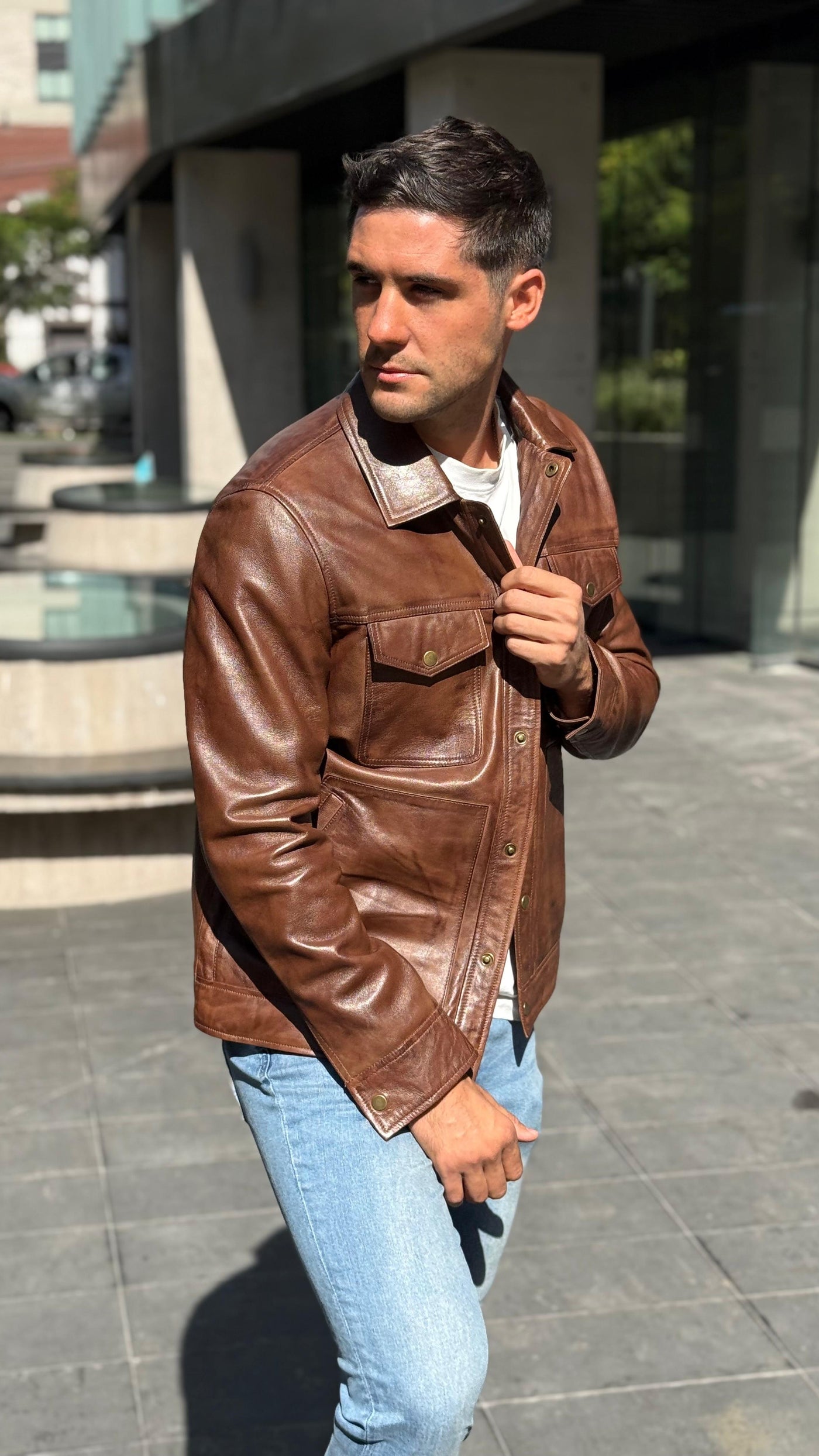 Chaqueta Cuero Nirvana Tabaco