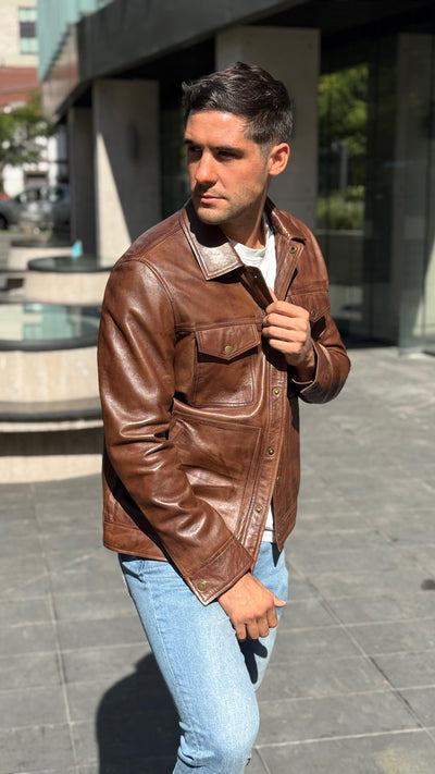 Chaqueta Cuero Nirvana Tabaco