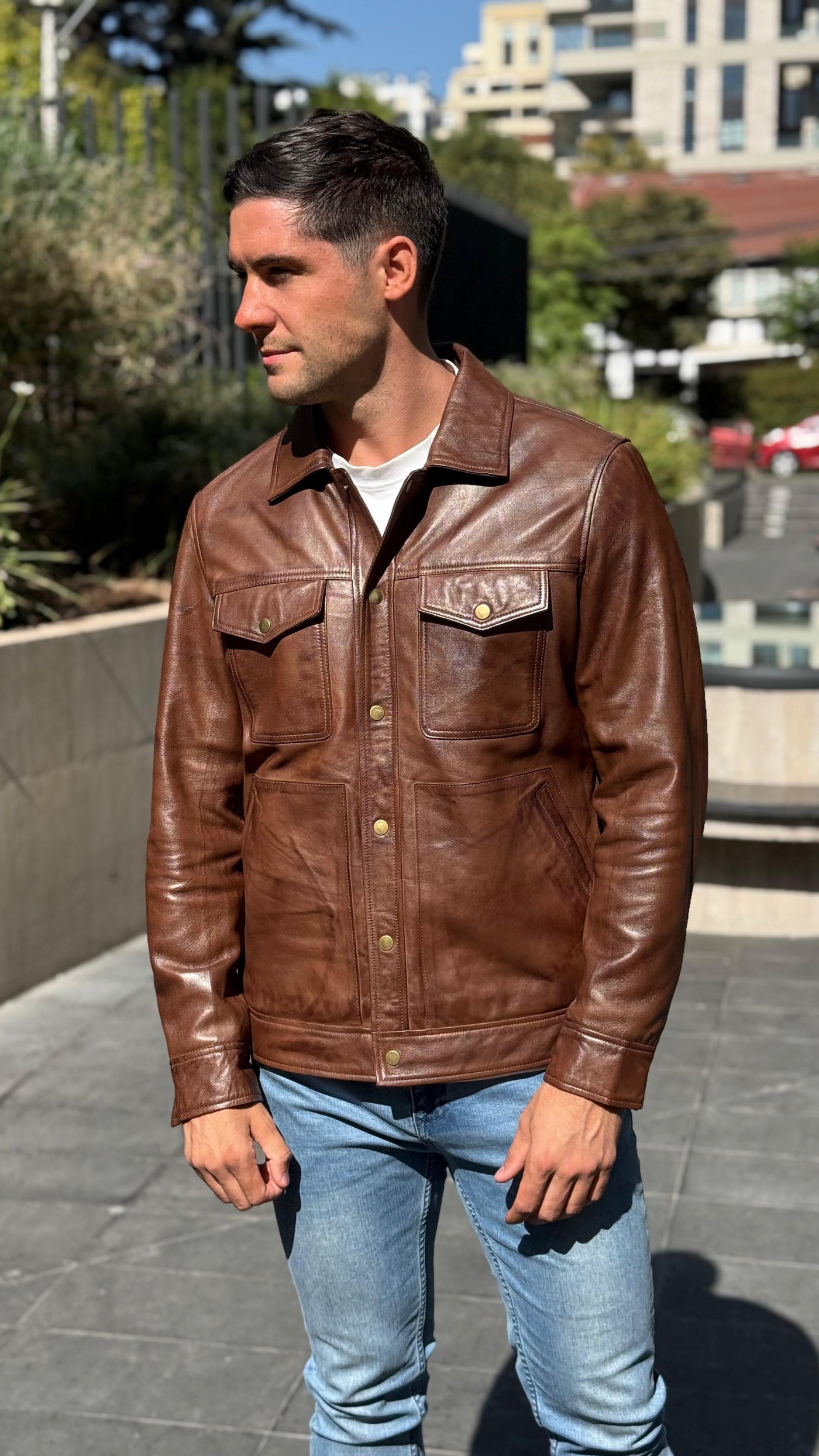 Chaqueta Cuero Nirvana Tabaco