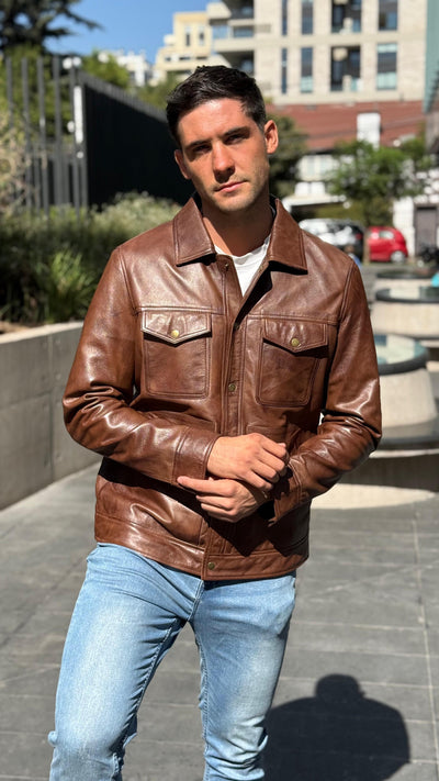 Chaqueta Cuero Nirvana Tabaco
