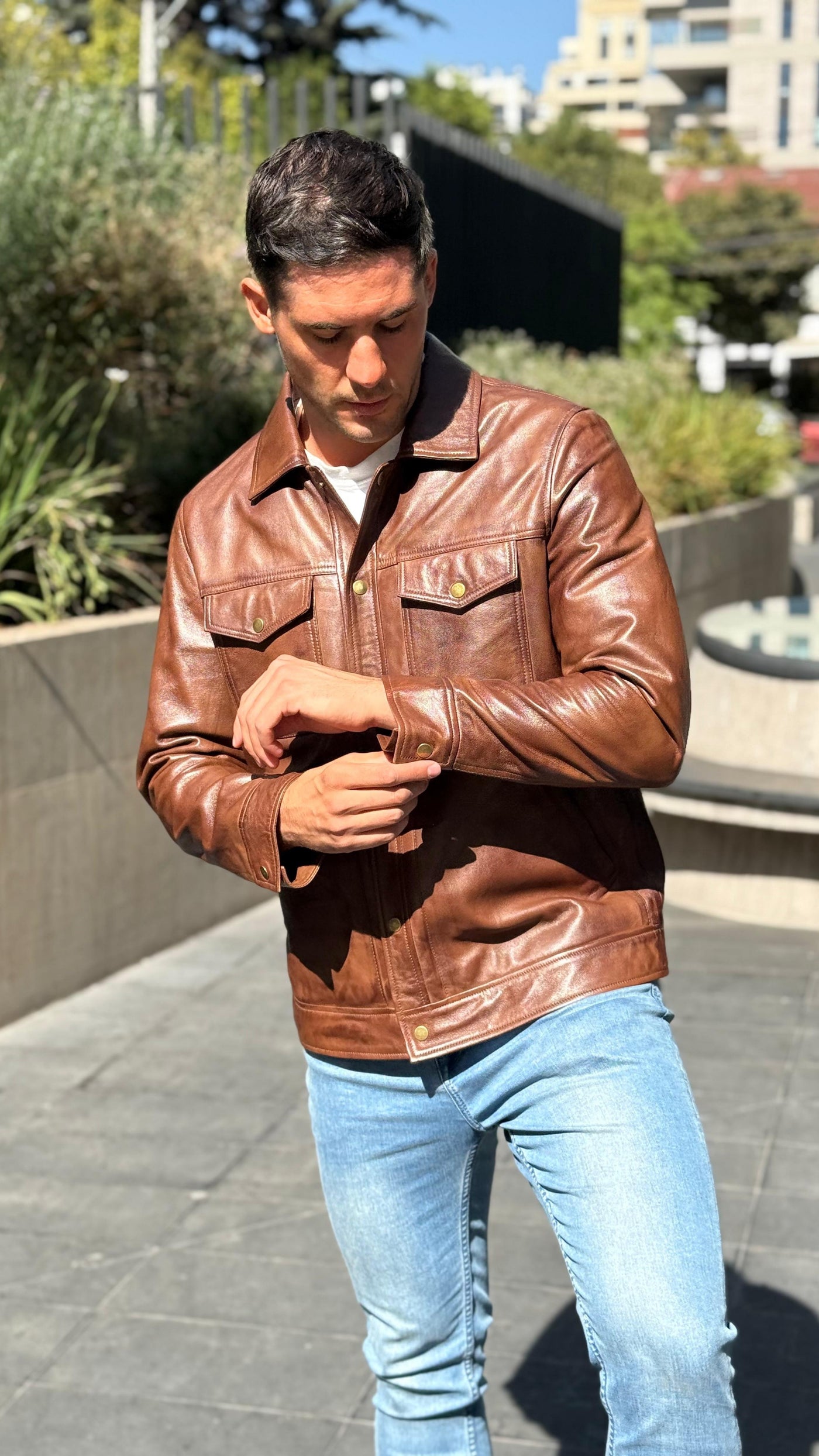 Chaqueta Cuero Nirvana Tabaco