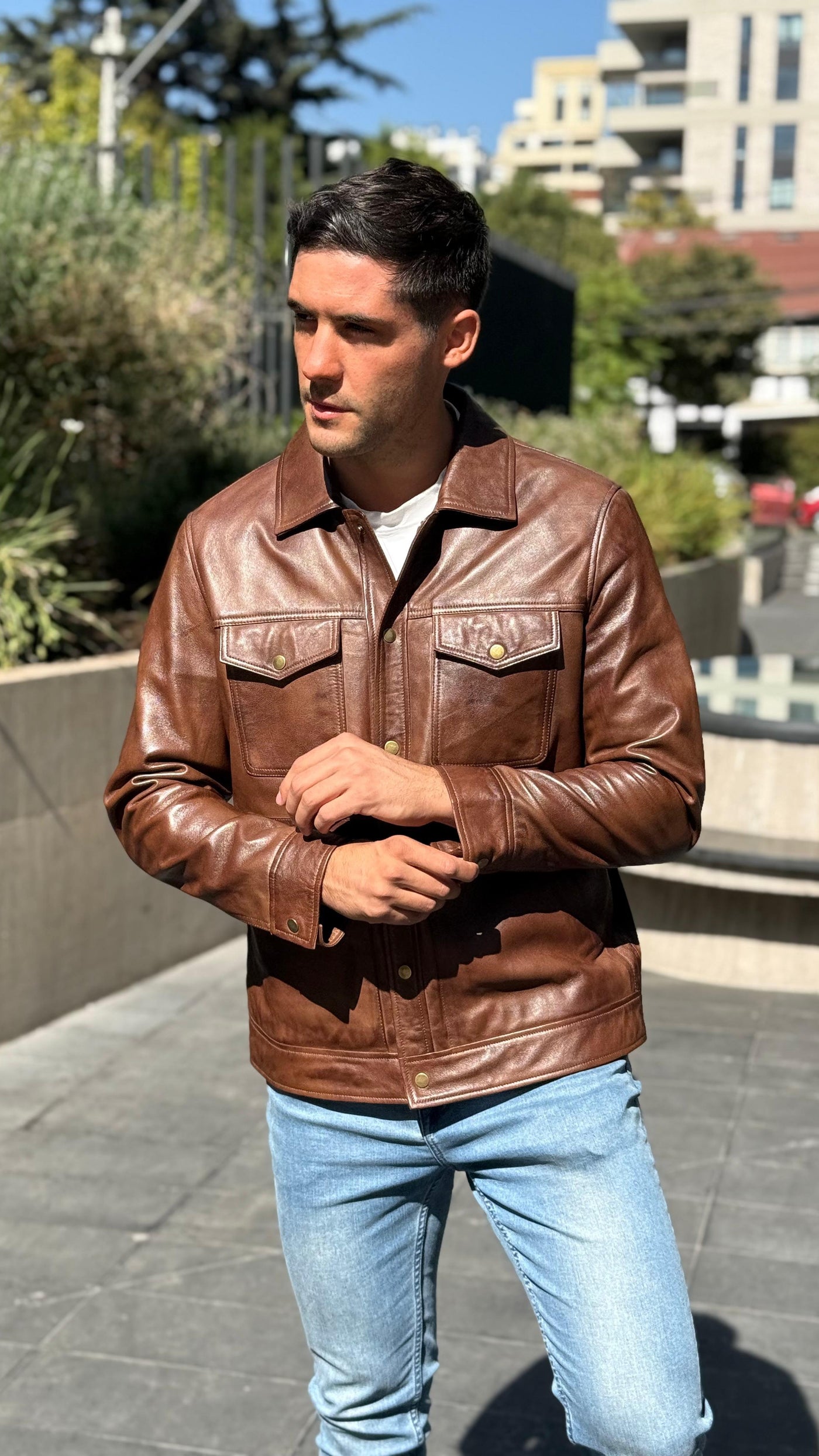 Chaqueta Cuero Nirvana Tabaco