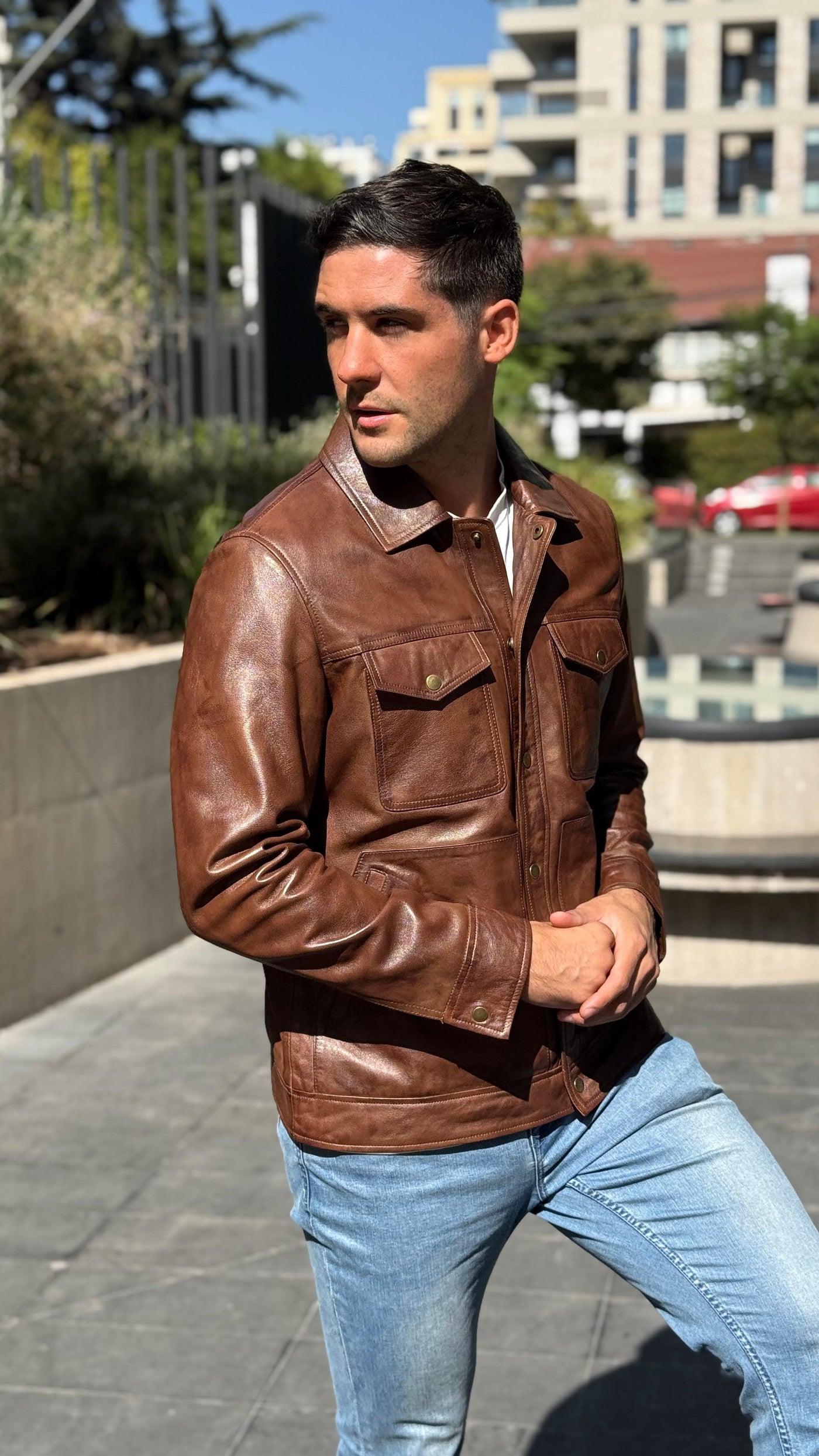 Chaqueta Cuero Nirvana Tabaco