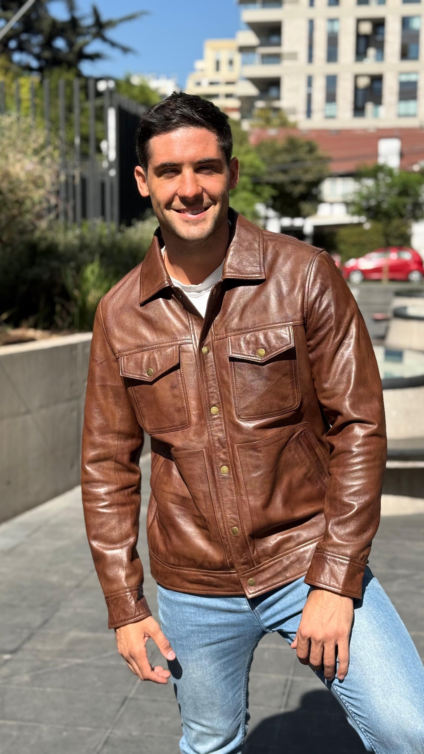 Chaqueta Cuero Nirvana Tabaco