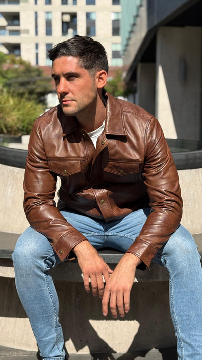 Chaqueta Cuero Nirvana Tabaco