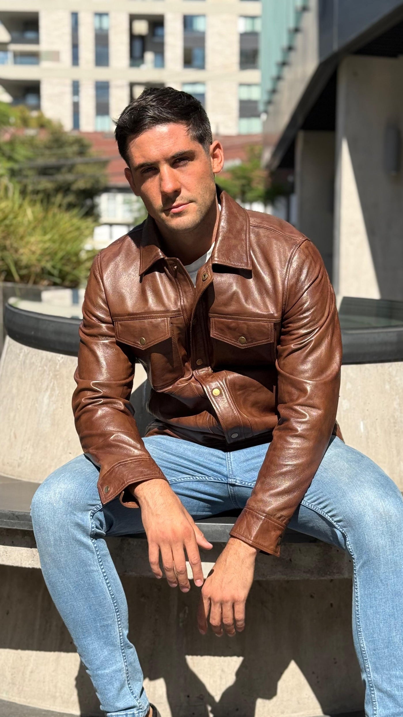 Chaqueta Cuero Nirvana Tabaco