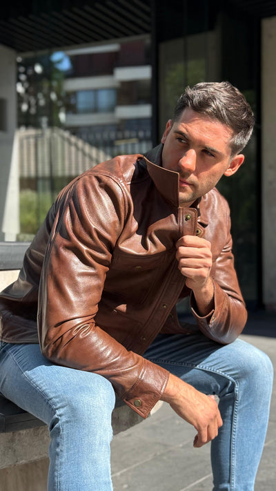 Chaqueta Cuero Nirvana Tabaco
