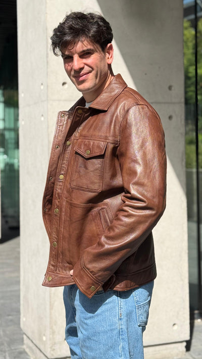 Chaqueta Cuero Nirvana Tabaco