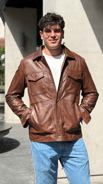 Chaqueta Cuero Nirvana Tabaco