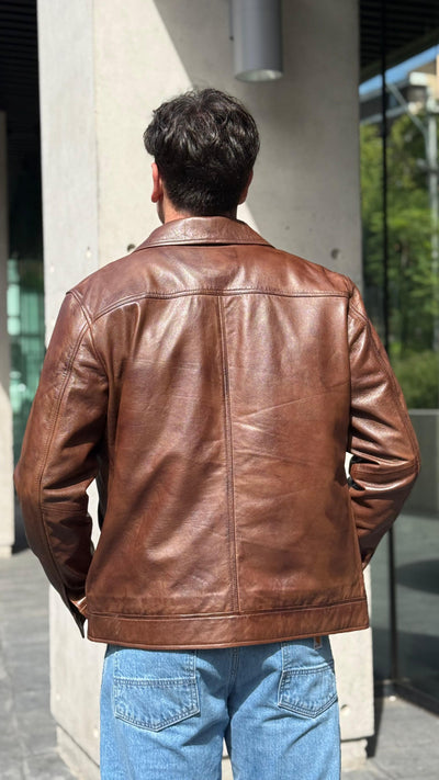 Chaqueta Cuero Nirvana Tabaco