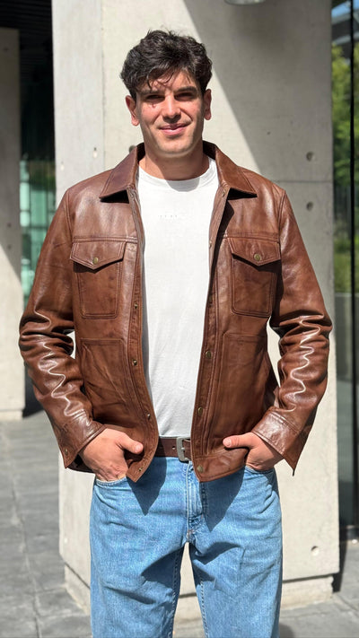 Chaqueta Cuero Nirvana Tabaco