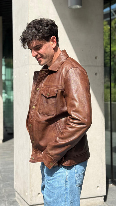 Chaqueta Cuero Nirvana Tabaco