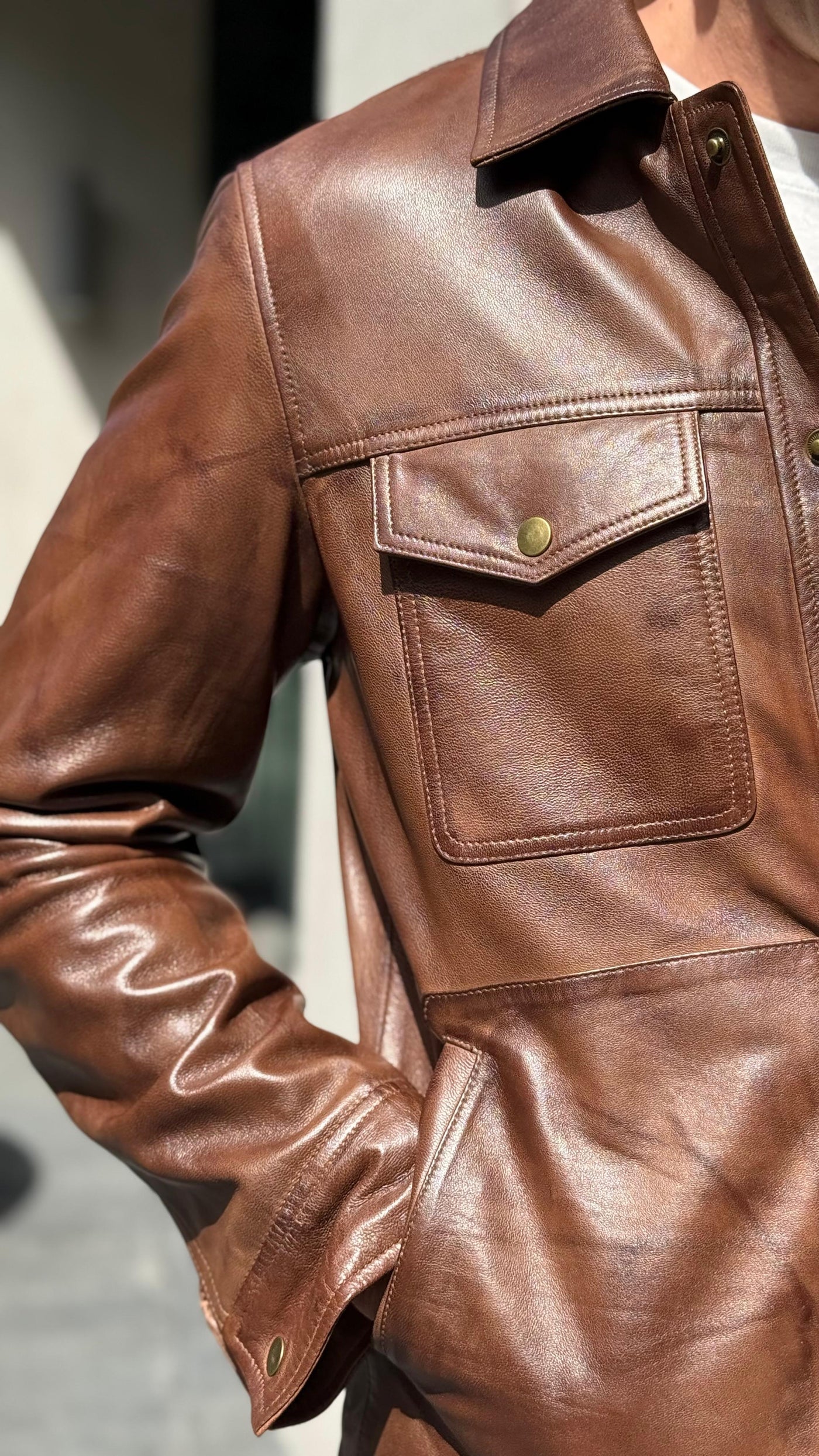 Chaqueta Cuero Nirvana Tabaco