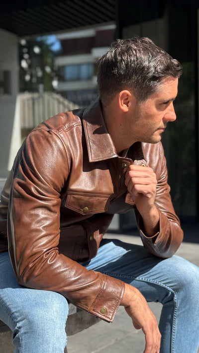 Chaqueta Cuero Nirvana Tabaco