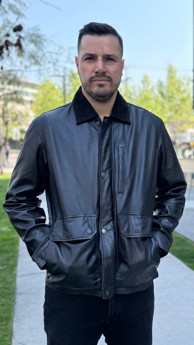 Chaqueta Hombre Cuero Regent Negro