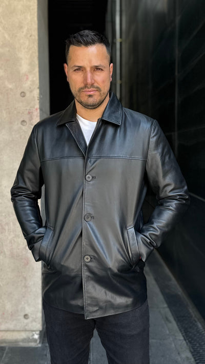 Chaqueta Blazer Cuero Hombre Zidane Negro