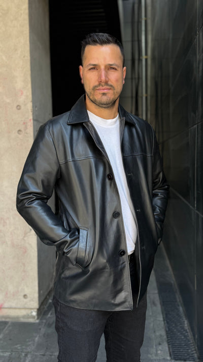 Chaqueta Blazer Cuero Hombre Zidane Negro