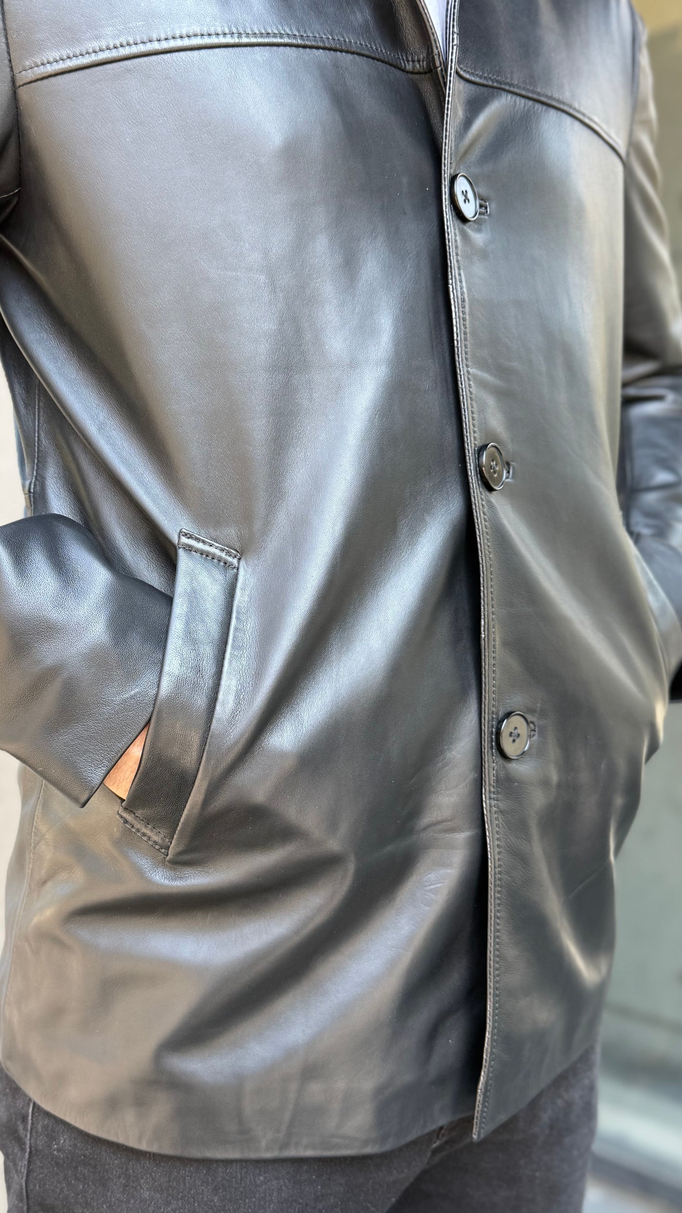 Chaqueta Blazer Cuero Hombre Zidane Negro