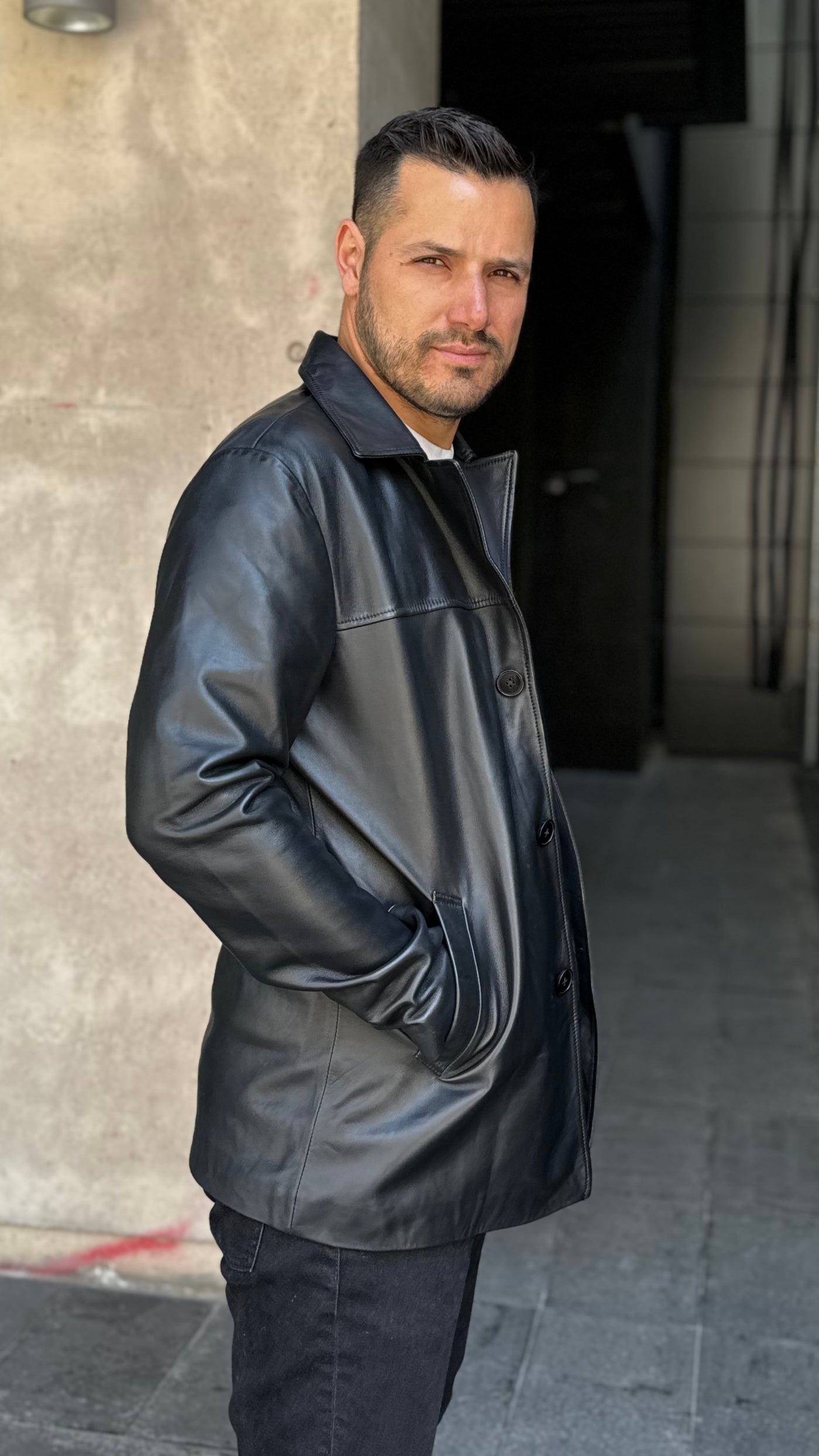 Chaqueta Blazer Cuero Hombre Zidane Negro