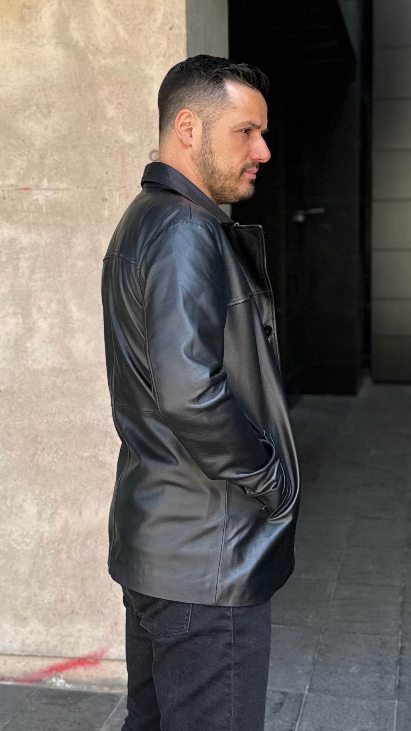 Chaqueta Blazer Cuero Hombre Zidane Negro