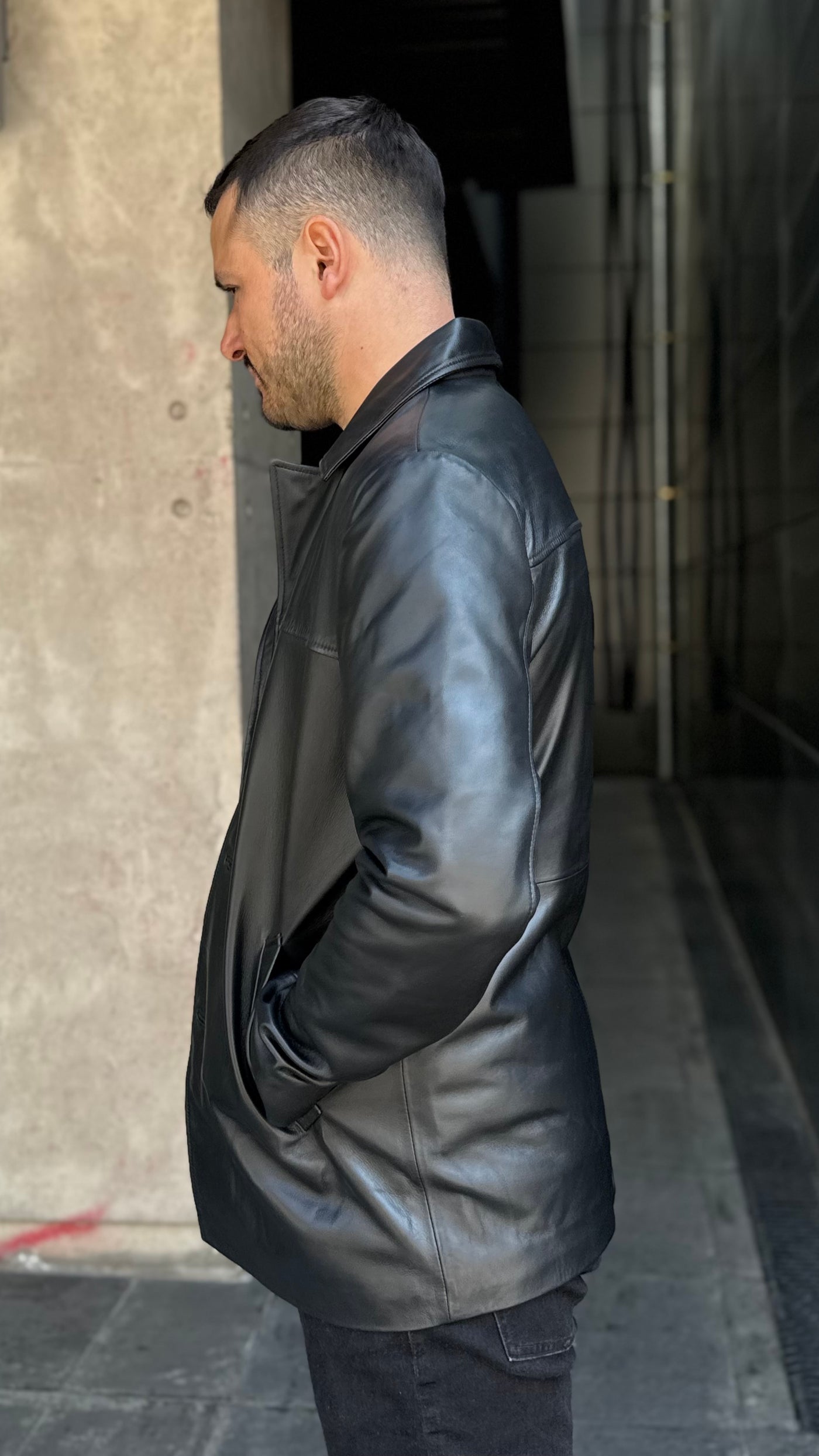 Chaqueta Blazer Cuero Hombre Zidane Negro