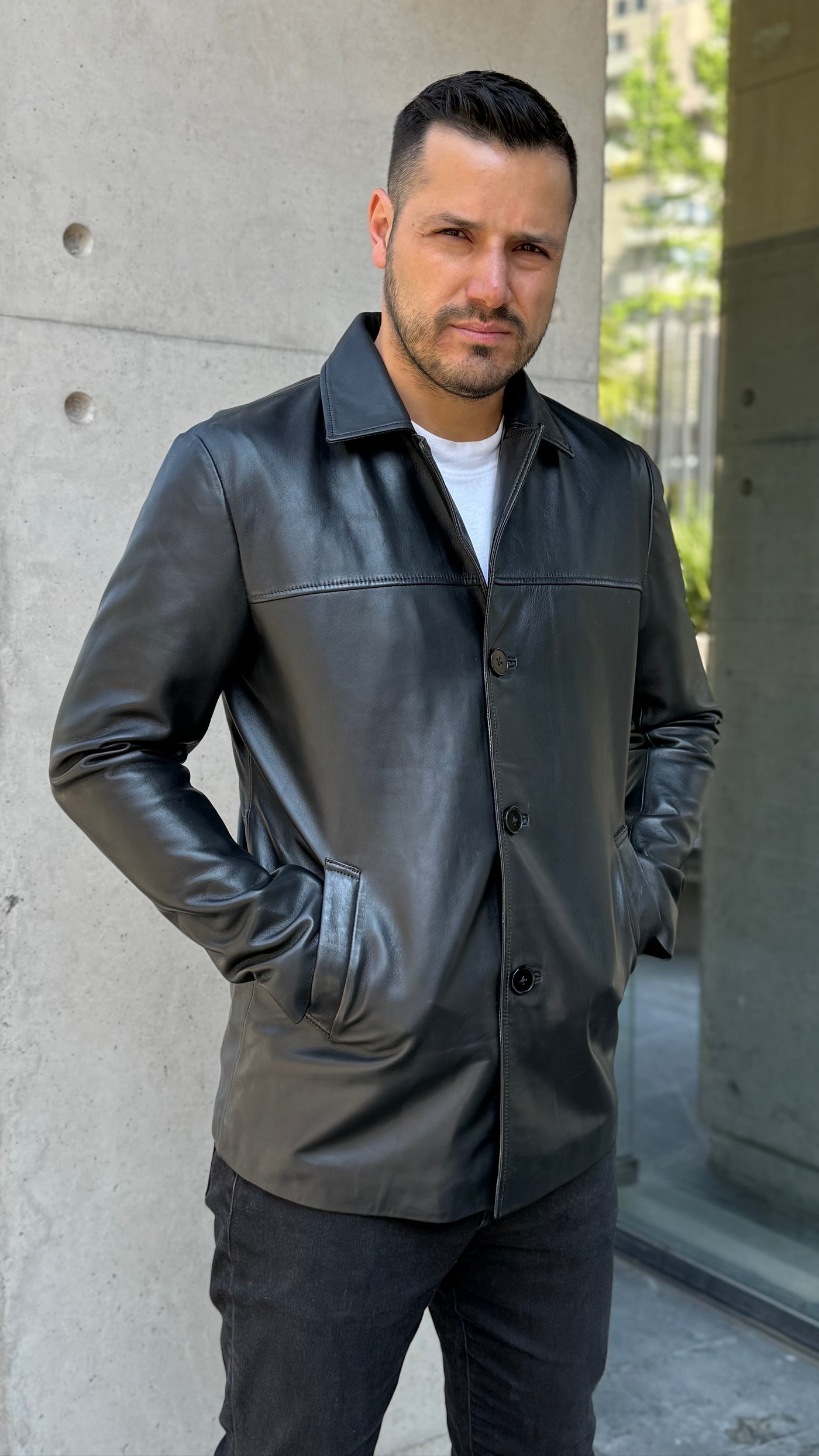 Chaqueta Blazer Cuero Hombre Zidane Negro