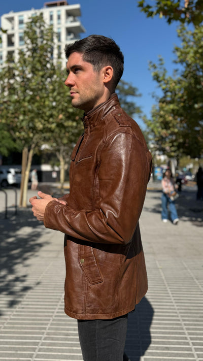 Chaqueta Cuero Germain Tabaco