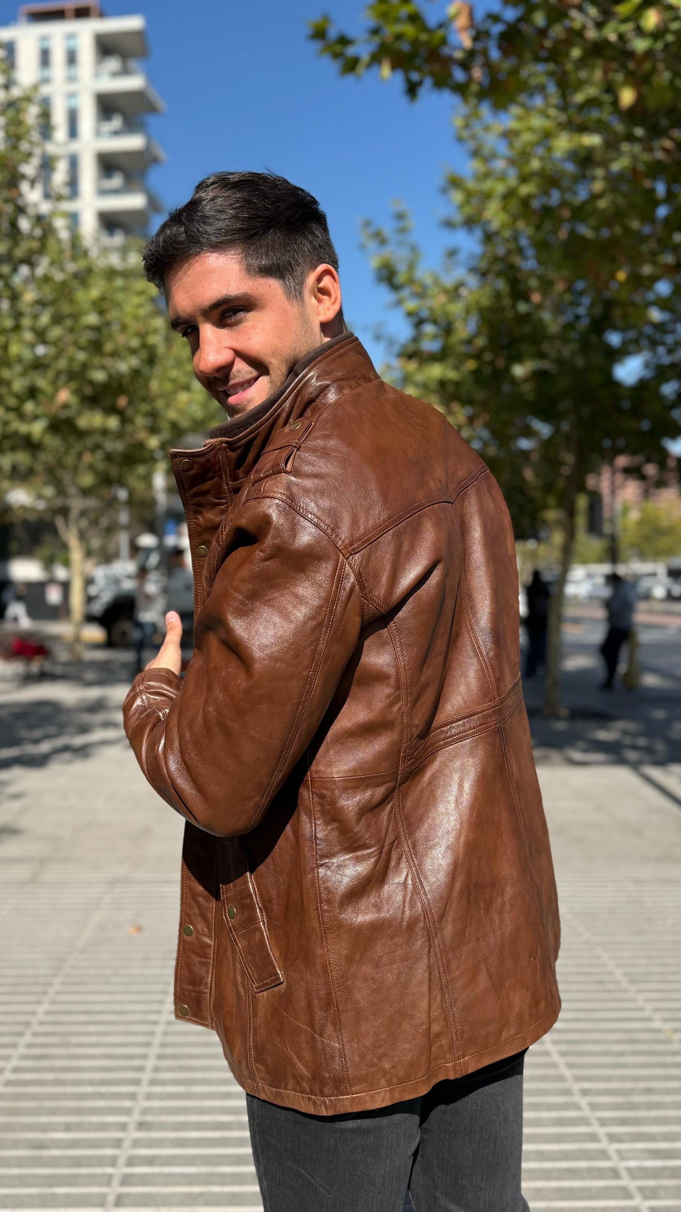 Chaqueta Cuero Germain Tabaco