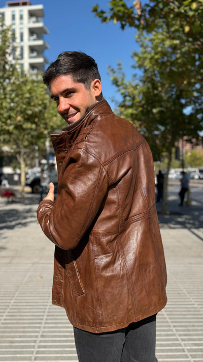 Chaqueta Cuero Germain Tabaco